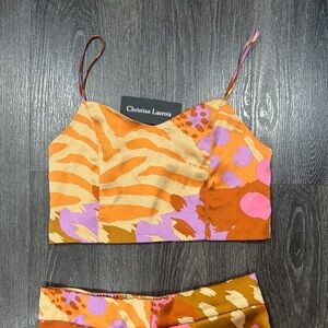 Christian Lacroix Orange and Pink Patterned Top